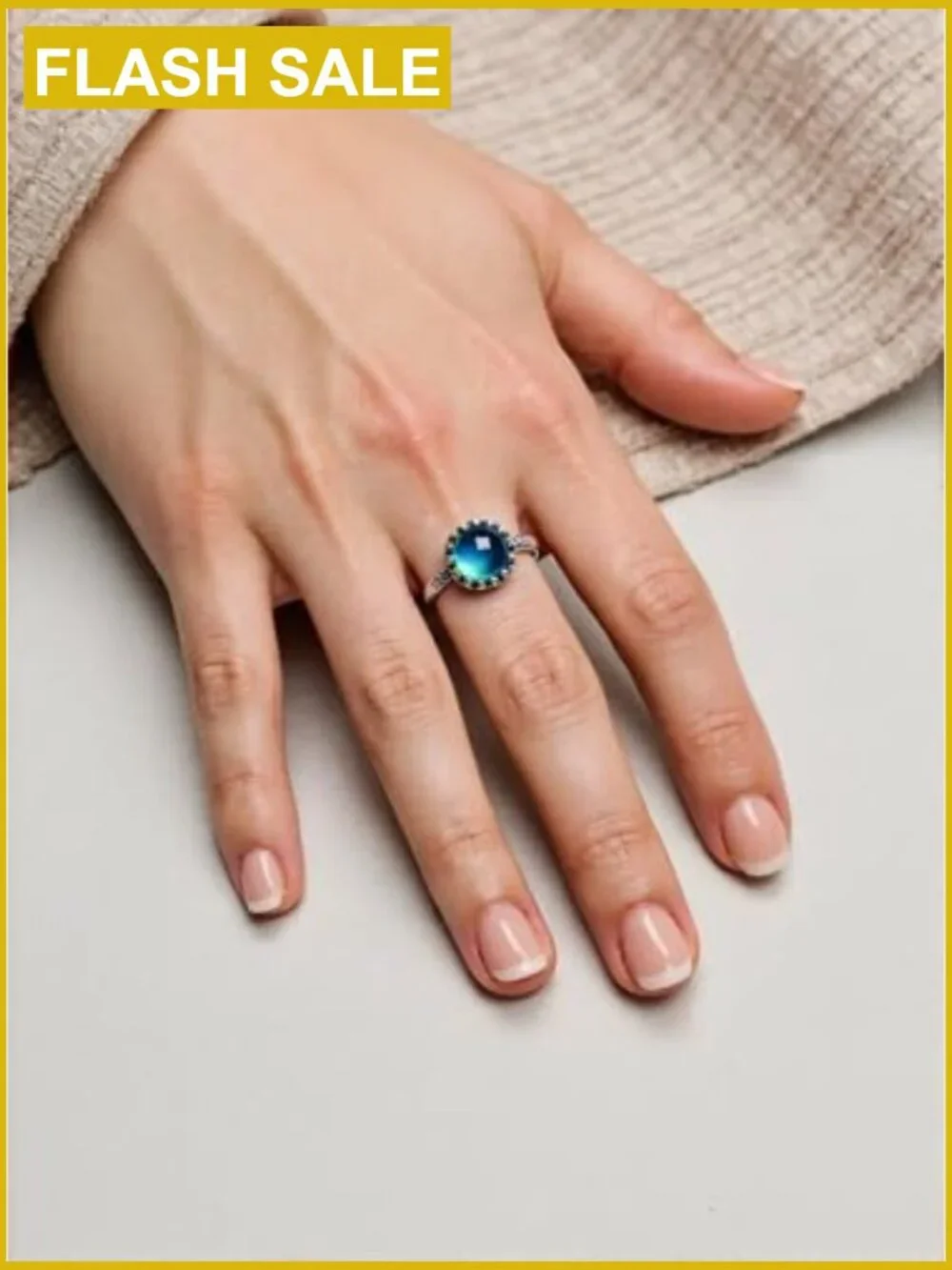 Vintage Cherry Blossom Mood Ring S925 Sterling Silver Thermochromic Color